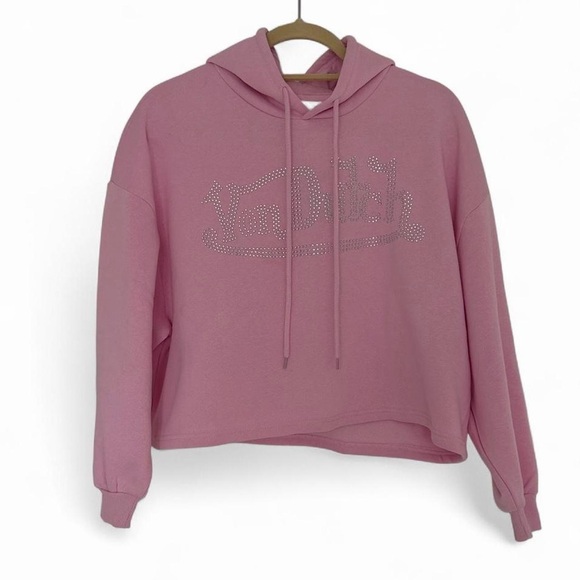 Von Dutch Pink Rhinestone Cropped Hoodie Y2K S NWT - Picture 5 of 10